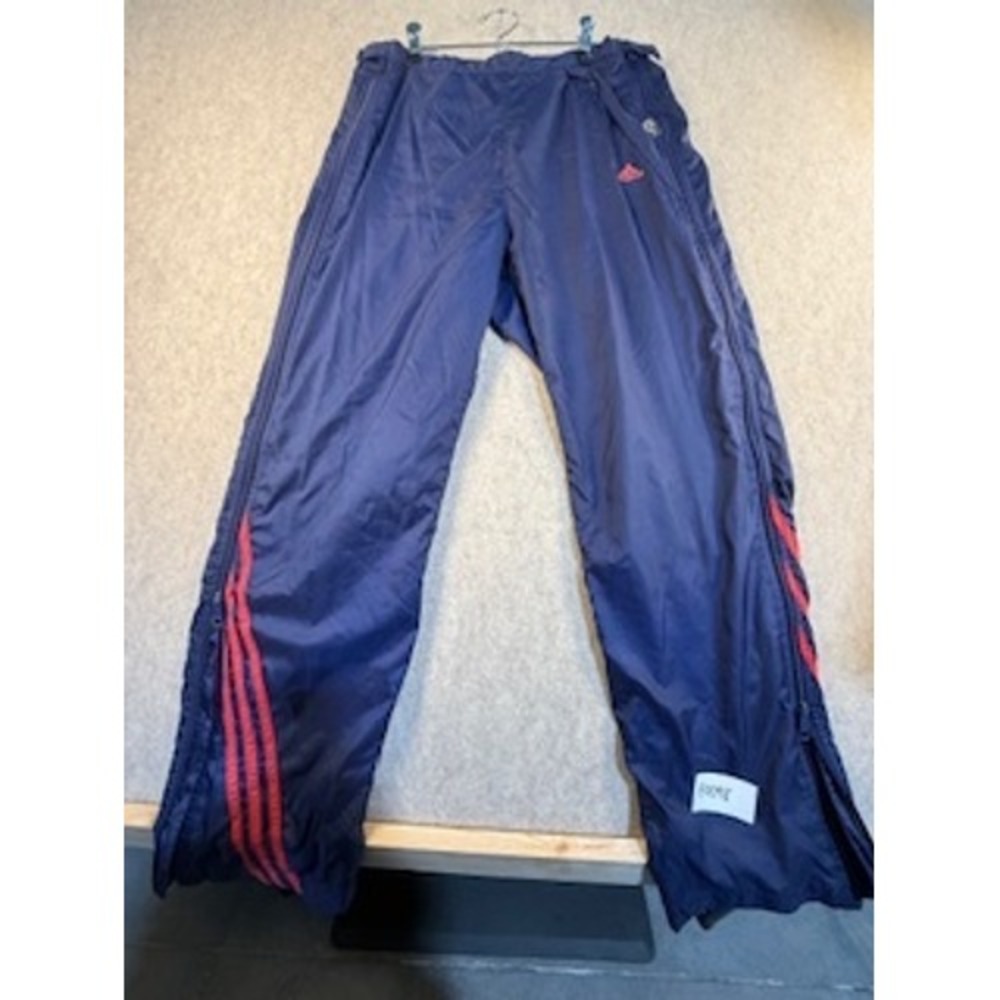 Adidas Vintage Navy‎ Blue Full Side Zip Track Pants Orange Stripes Mens Large